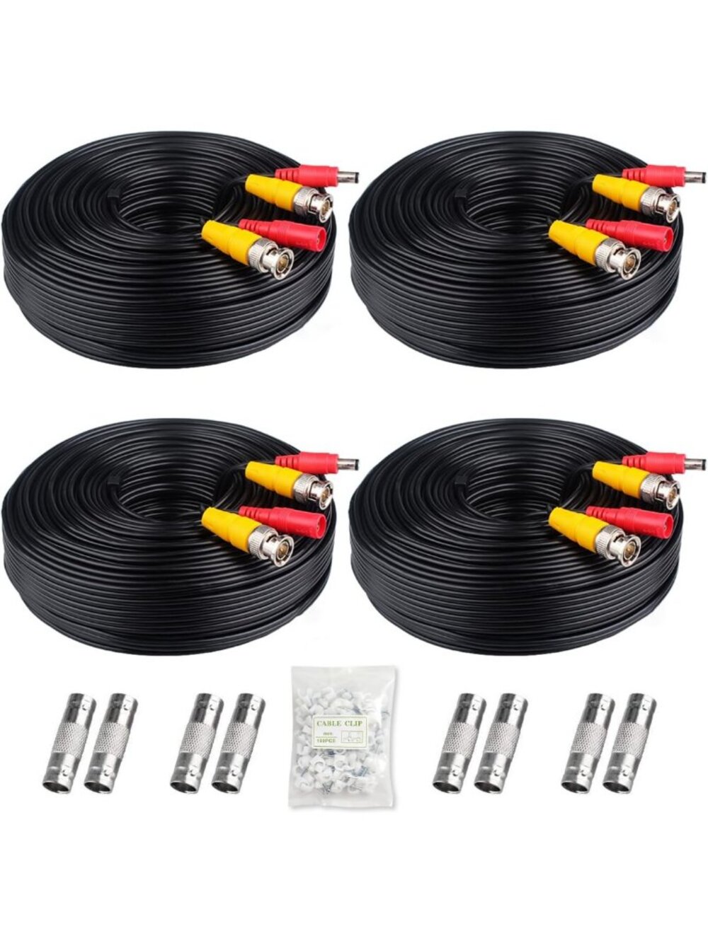 4-Pack 200ft BNC Video & Power Cable Extension for HD CCTV Surveillance System